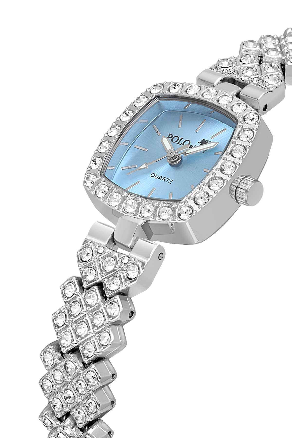 Kare Kasa Lüx Taşlı Kadın Kol Saati Gümüş Mavi Renk Pl-1585B5X Mavi Pl-1585B5X