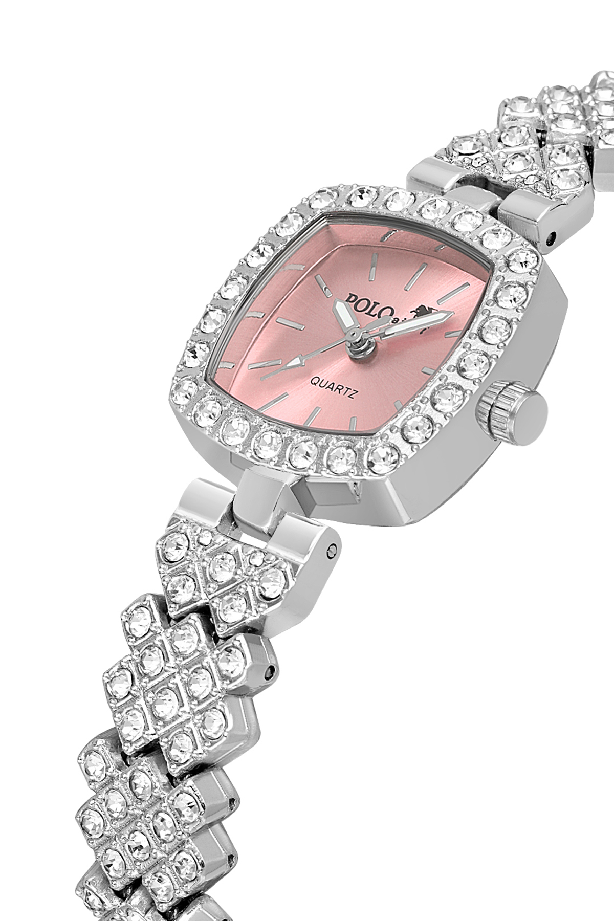 Kare Kasa Lüx Taşlı Kadın Kol Saati Gümüş Pembe Renk Pl-1585B3X Pembe Pl-1585B3X