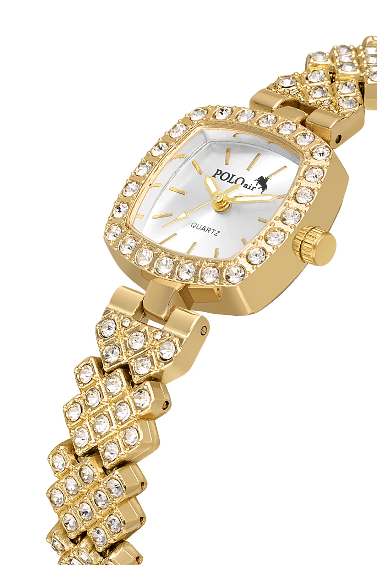Kare Kasa Lüx Taşlı Kadın Kol Saati Zirkon Taşlı Baget Bileklik Kombin Gold Renk Pl-1585B1 Altın Pl-1585B1