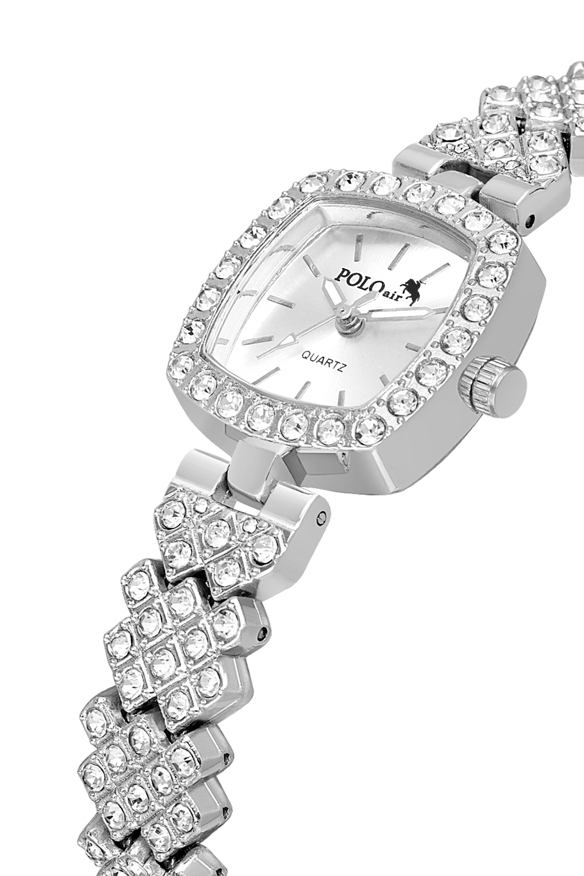 Kare Kasa Lüx Taşlı Kadın Kol Saati Zirkon Taşlı Baget Bileklik Kombin Gümüş Renk Pl-1585B2 Gümüş Pl-1585B2