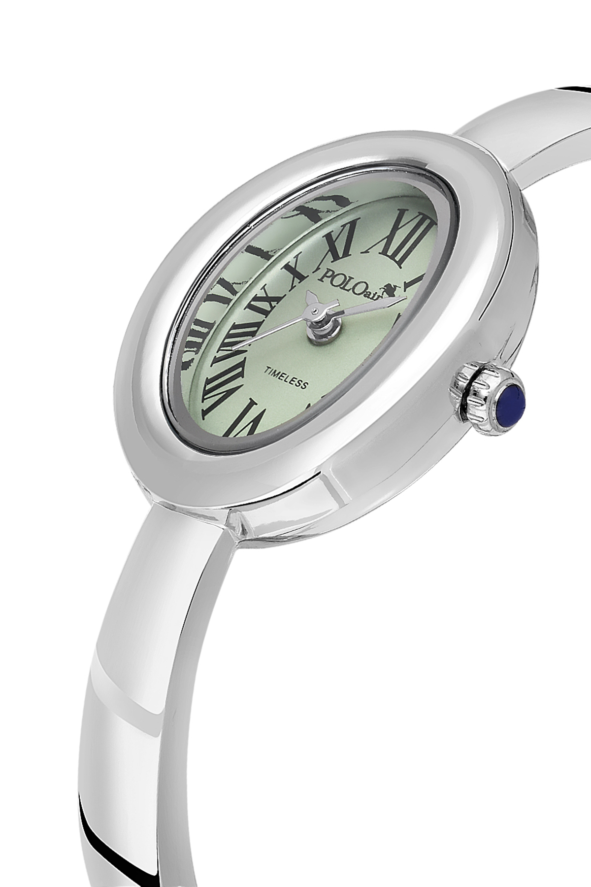 Kelepçeli Oval Kasa Kadın Kol Saati Yıldız Bileklik Kombin Gümüş Yeşil Renk Pl-1589B4 Yeşil Pl-1589B4