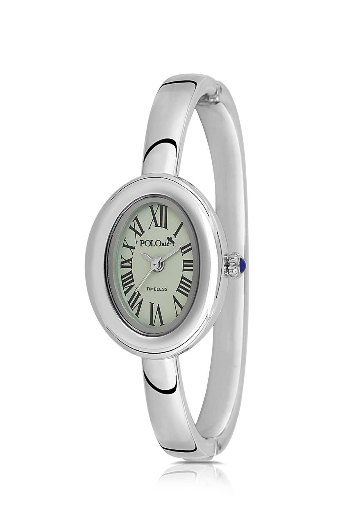 Kelepçeli Oval Kasa Kadın Kol Saati Yıldız Bileklik Kombin Gümüş Yeşil Renk Pl-1589B4 Yeşil Pl-1589B4