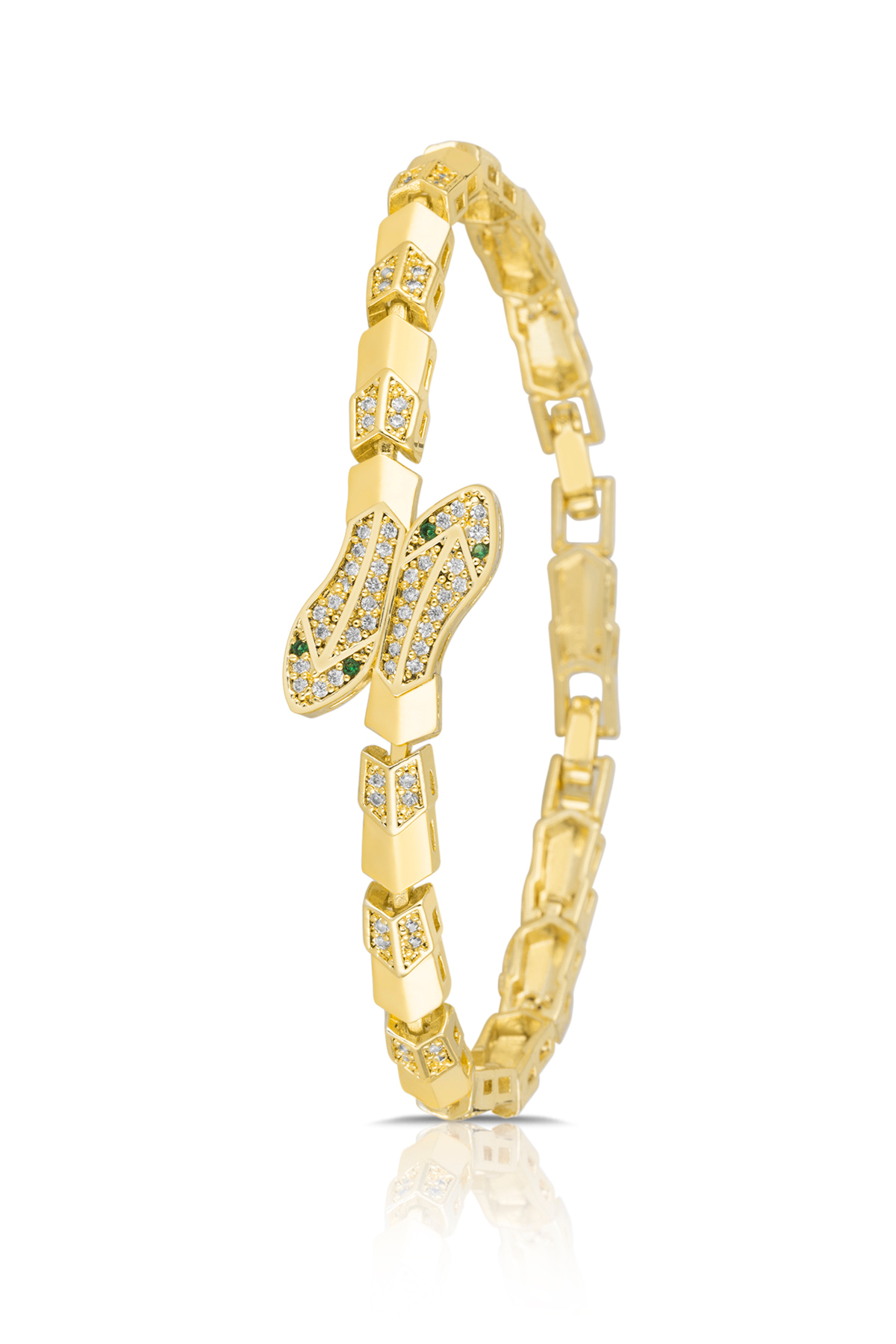 Kelepçeli Romen Rakamlı Kadın Kol Saati Yılan Bileklik Kombin Gold Renk Pl-1588B1 Altın Pl-1588B1