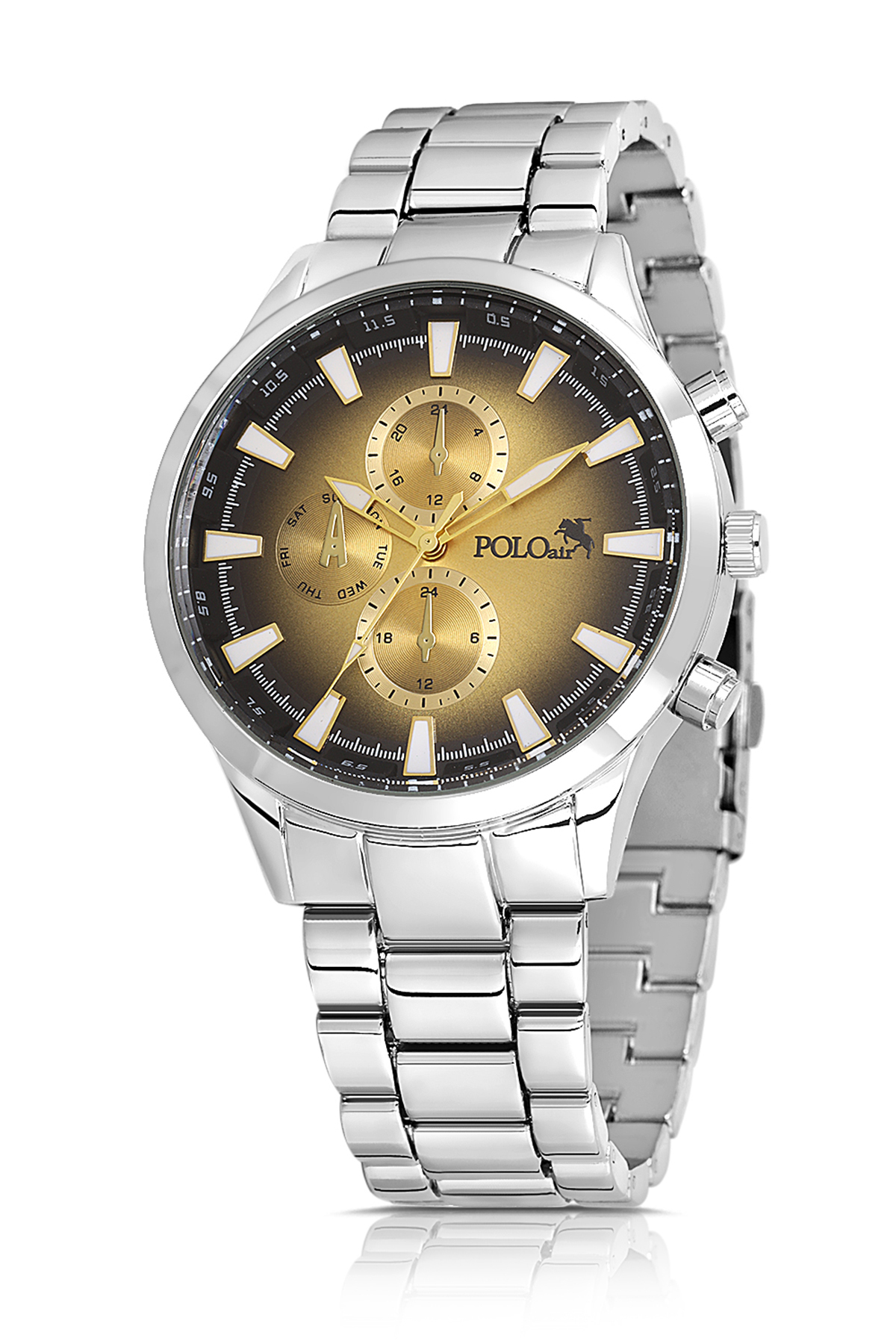 Klasik Erkek Kol Saati Gümüş Siyah Altın Renk Pl-7032E5X Gümüş Pl-7032E5X