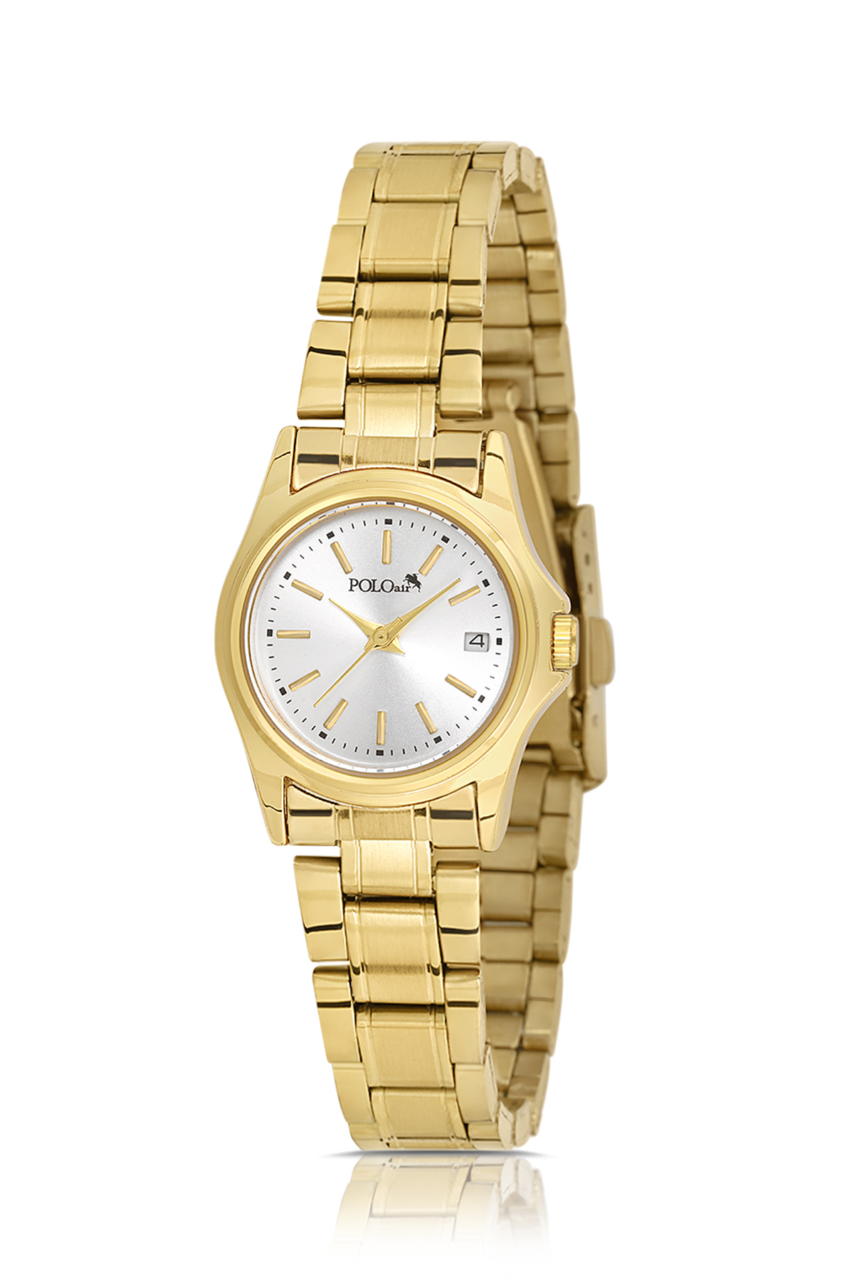 Klasik Takvimli Kadın Kol Saati Zirkon Taşlı Lüx Bileklik Kombin Gold Renk Pl-1587B1 Altın Pl-1587B1