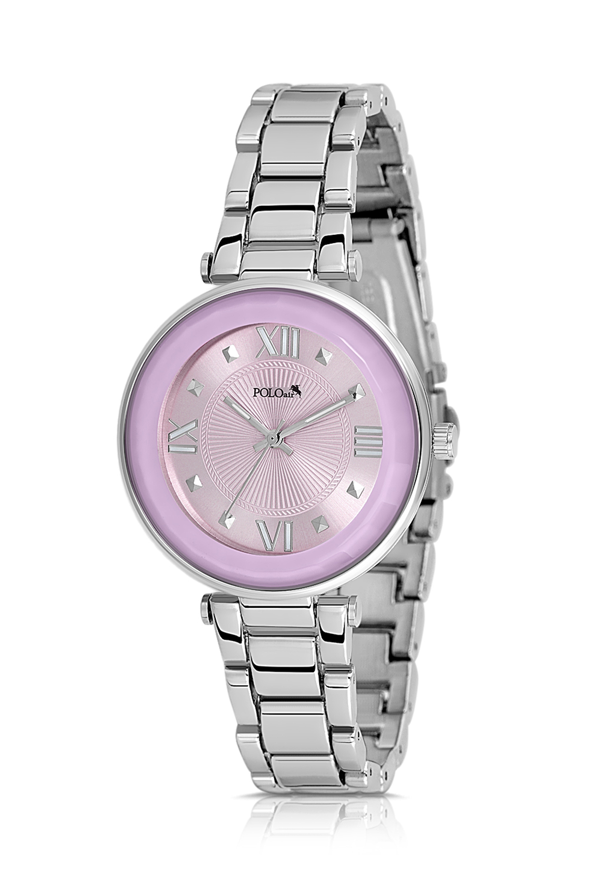 Kristal Cam Kadın Kol Saati Gümüş Mor Renk Pl-1569B5X Mor Pl-1569B5X