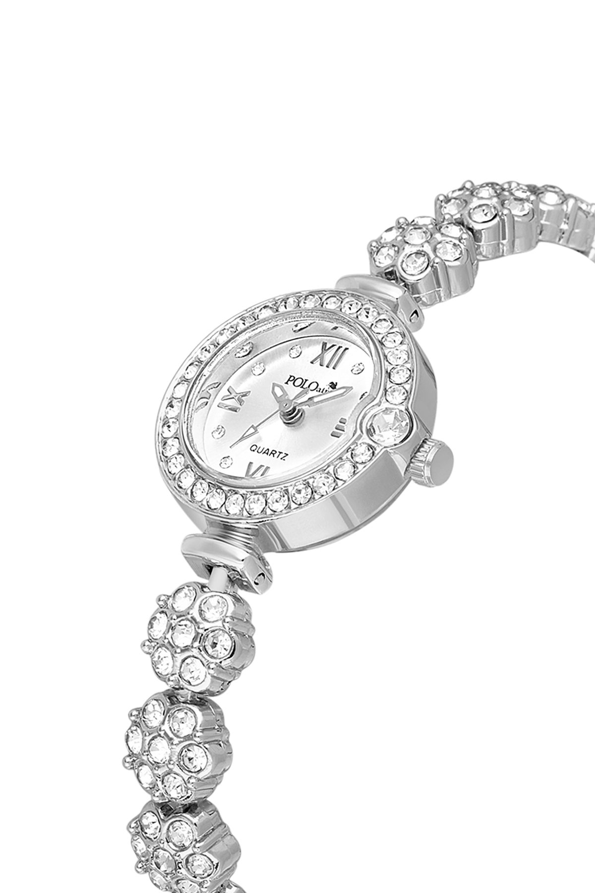 Lüx Taşlı Çiçek Desen Kordon Kadın Kol Saati Gümüş Renk Pl-1584B2X Gümüş Pl-1584B2X