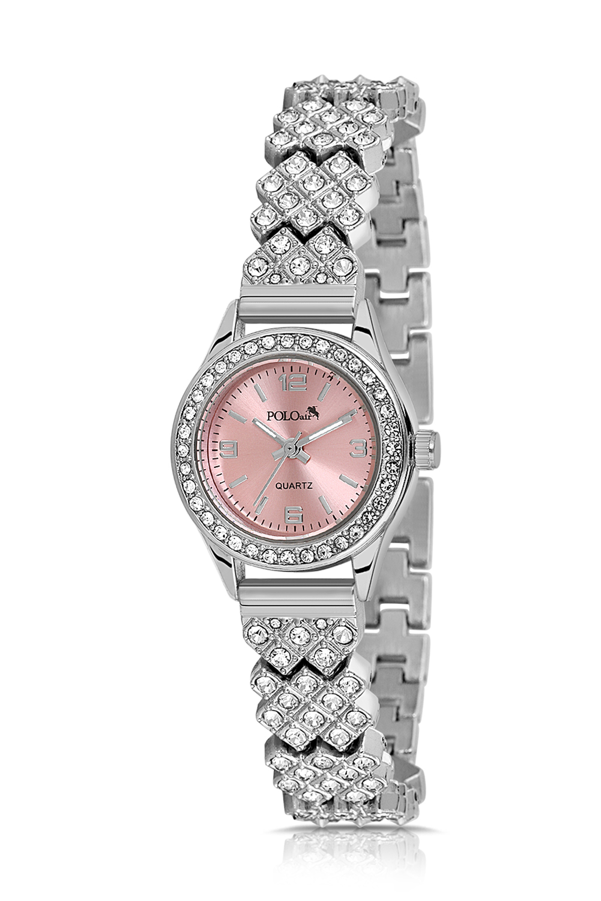Lüx Taşlı Kadın Kol Saati Gümüş Pembe Renk Pl-1586B3X Gümüş - Pembe Pl-1586B3X