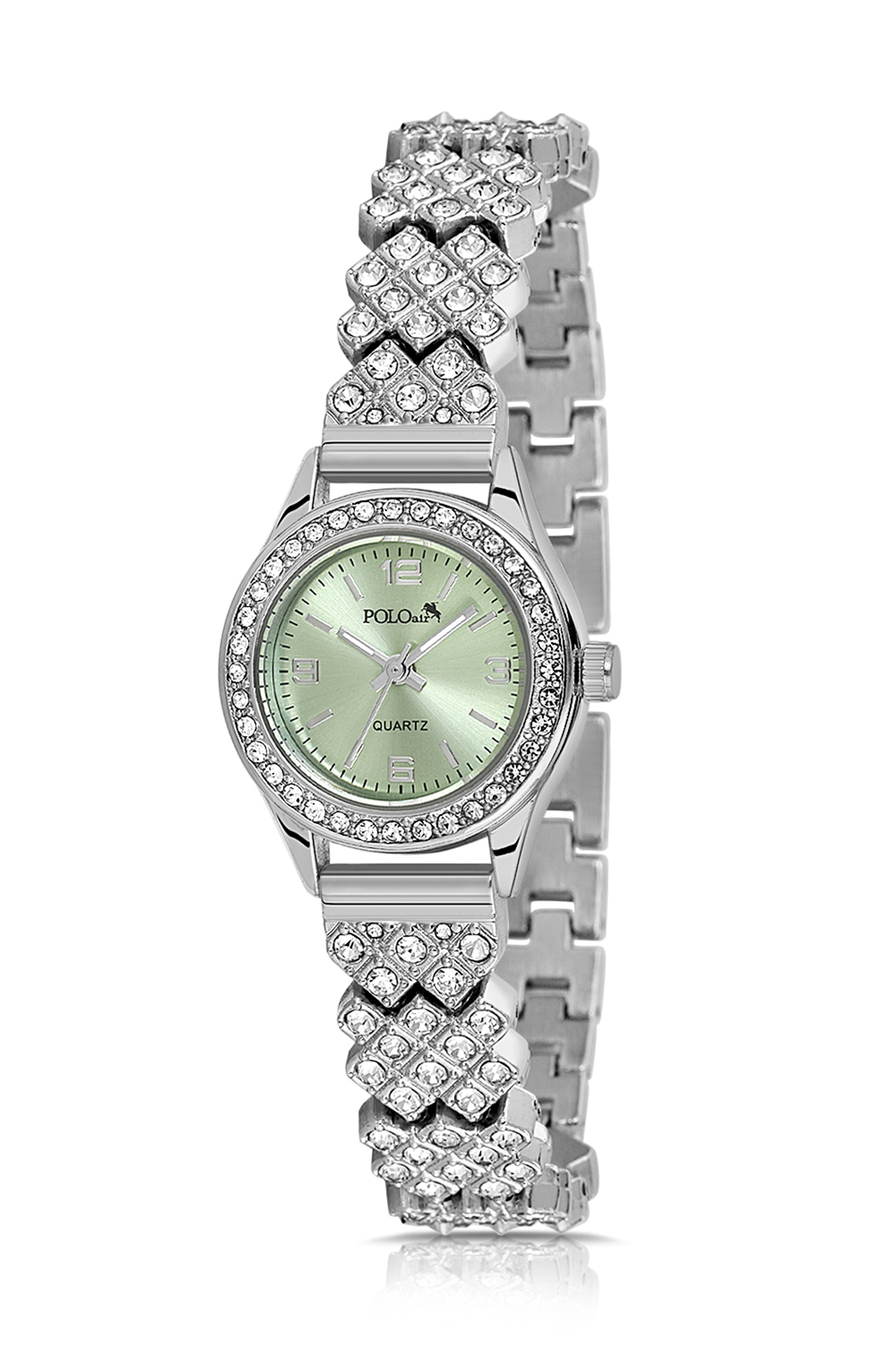 Lüx Taşlı Kadın Kol Saati Gümüş Yeşil Renk Pl-1586B4X Yeşil Pl-1586B4X