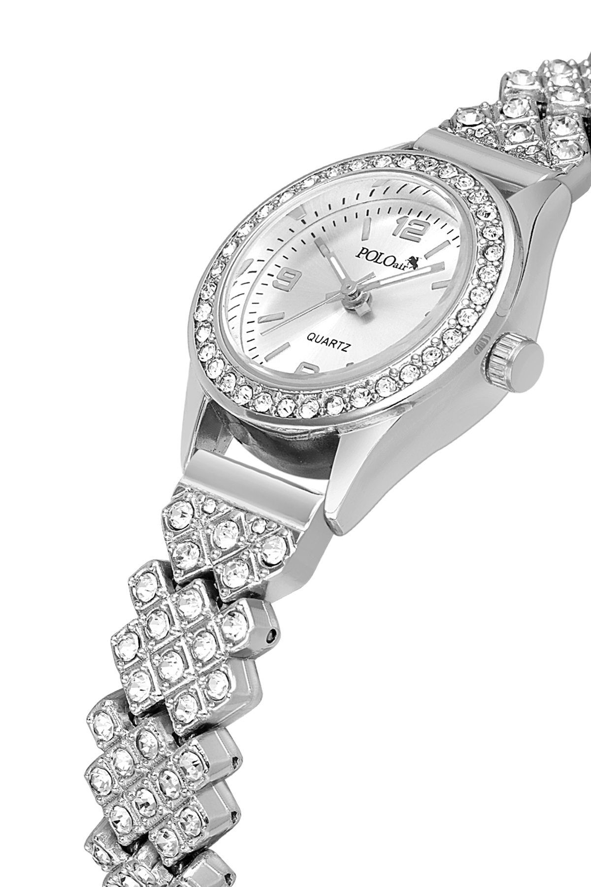 Lüx Taşlı Kadın Kol Saati Oval Bileklik Kombin Gümüş Renk Pl-1586B2 Gümüş Pl-1586B2