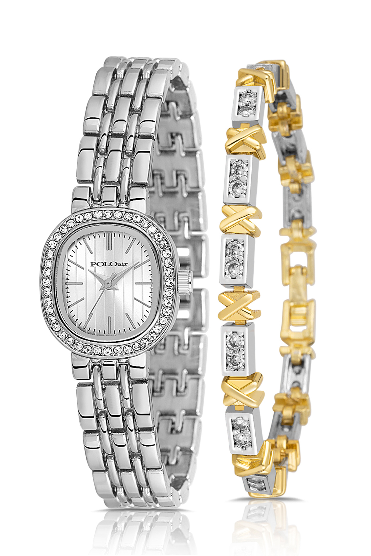 Lüx Taşlı Kadın Kol Saati Xoxo Bileklik Gümüş Renk Pl-1573B2 Gümüş Pl-1573B2