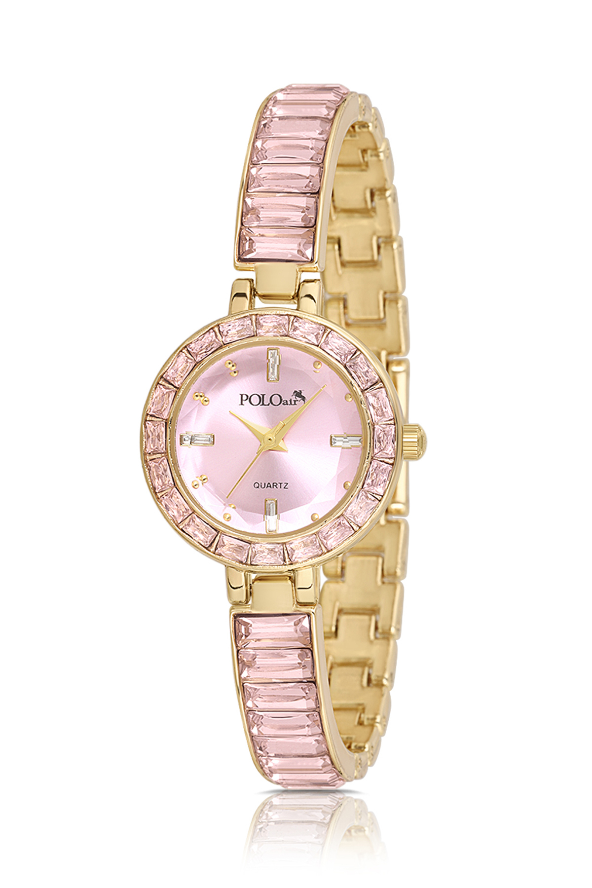 Lüx Taşlı Kelepçe Kadın Kol Saati Gold Pembe Renk Pl-1582B4X Pembe Pl-1582B4X