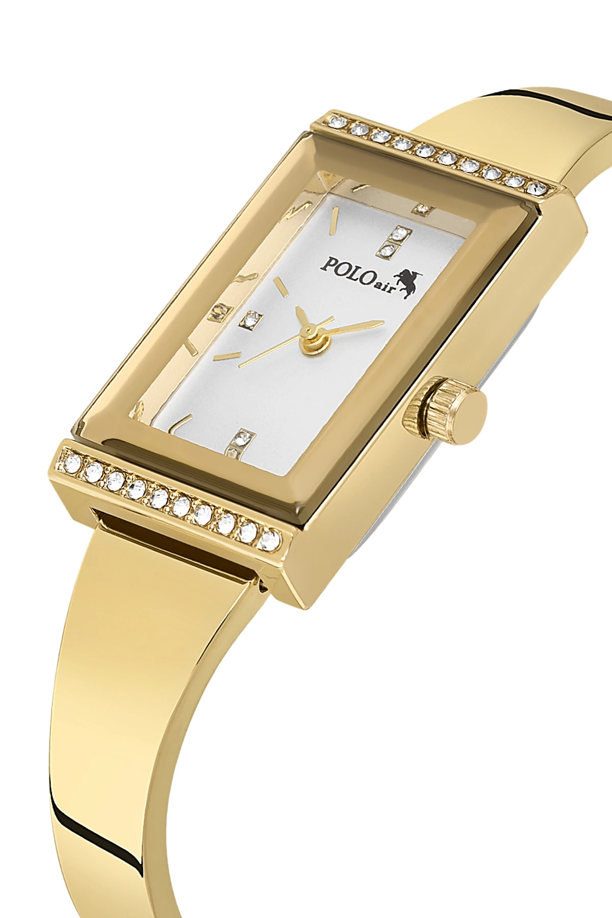 Lüx Taşlı Kelepçe Kadın Kol Saati Zirkon Taşlı Baget Bileklik Kombin Gold Renk Pl-1566B1 Altın Pl-1566B1