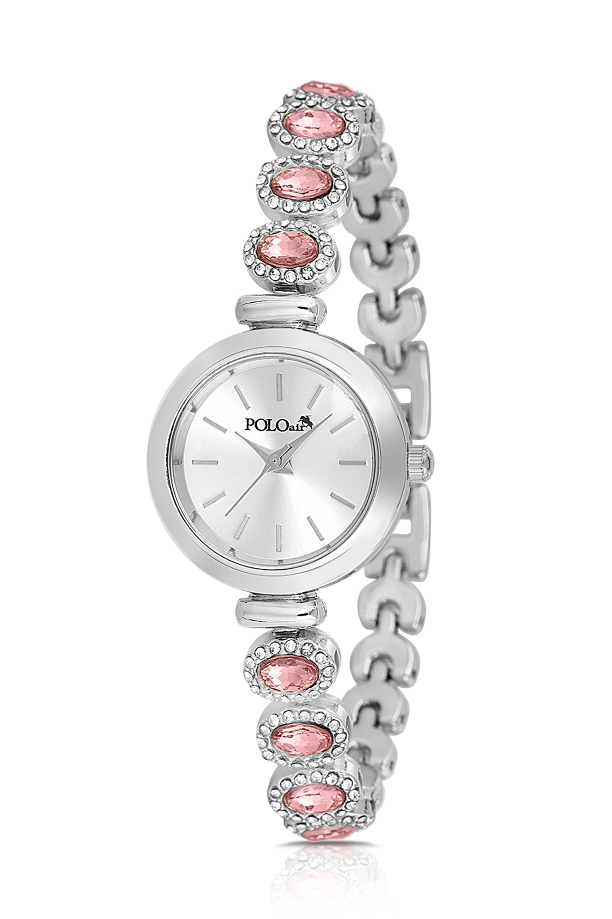 Lüx Taşlı Kordon Kadın Kol Saati Gümüş Pembe Renk Pl-1574B3X Pembe - Gümüş Pl-1574B3X