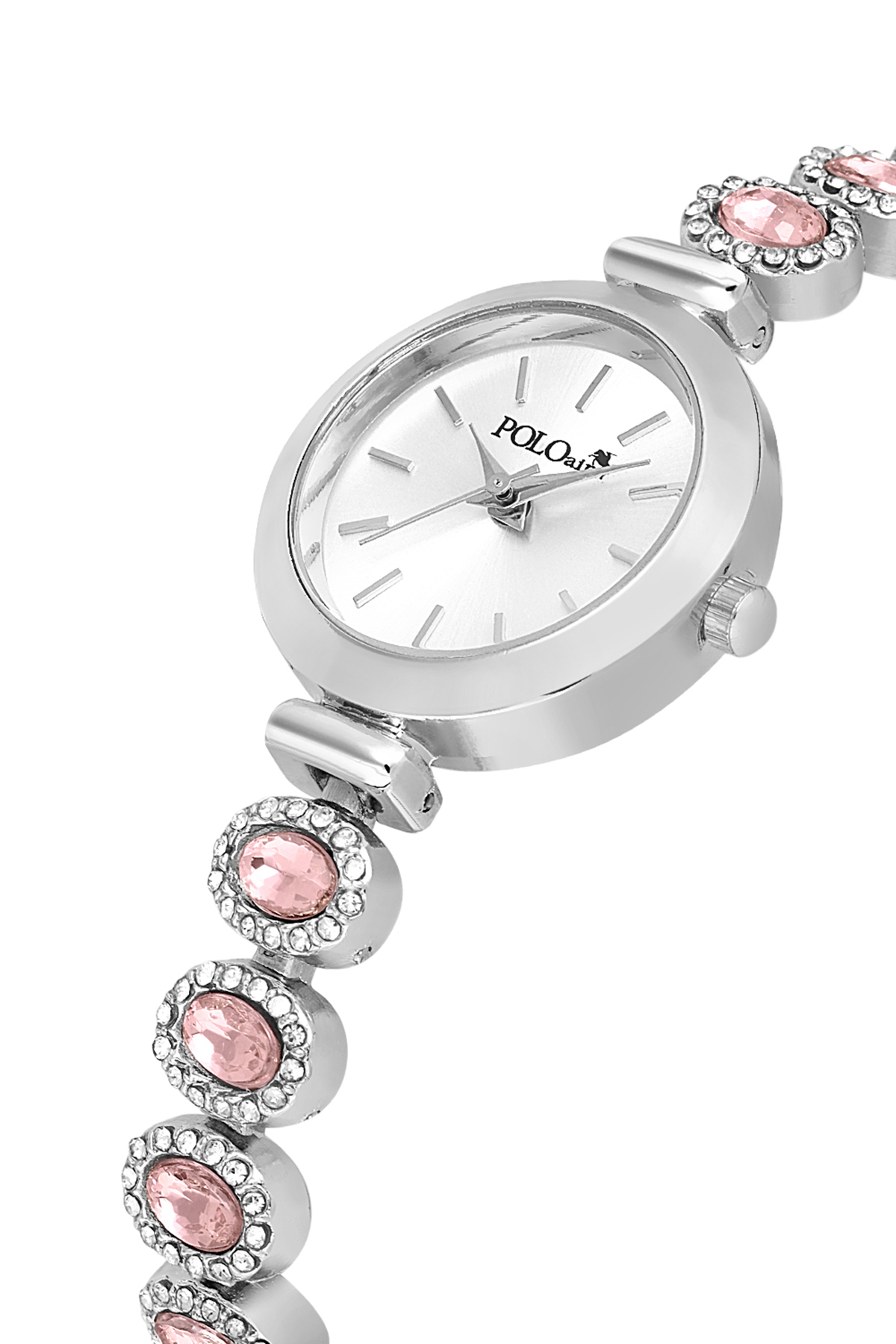 Lüx Taşlı Kordon Kadın Kol Saati Gümüş Pembe Renk Pl-1574B3X Pembe - Gümüş Pl-1574B3X