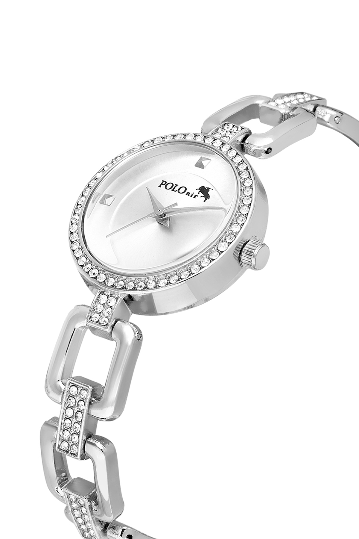 Lüx Taşlı Zincir Kordon Kadın Kol Saati Halka Bileklik Gümüş Renk Pl-1572B2 Gümüş Pl-1572B2