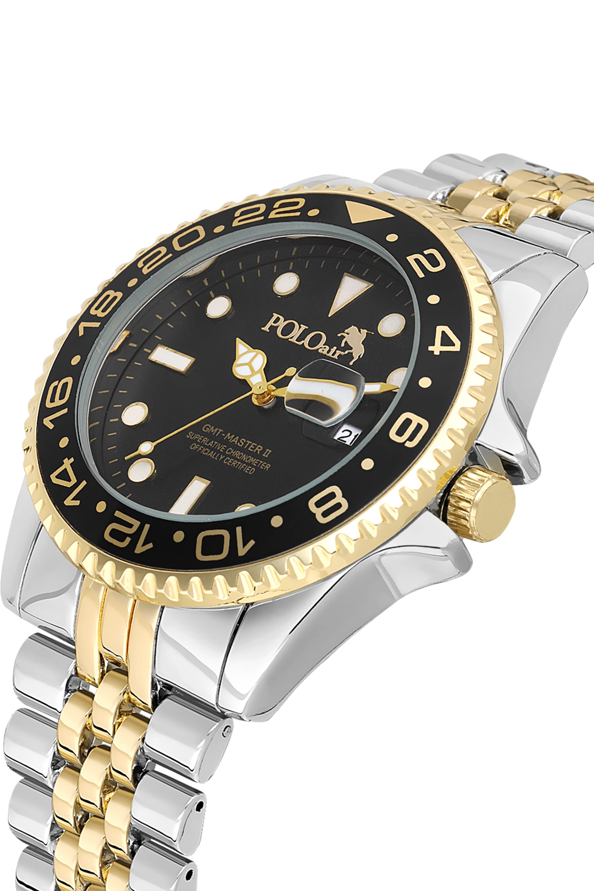 Mercek Takvimli Döner Kasa Erkek Kol Saati Gold Siyah Gümüş Renk Pl-7029E4X Altın Pl-7029E4X