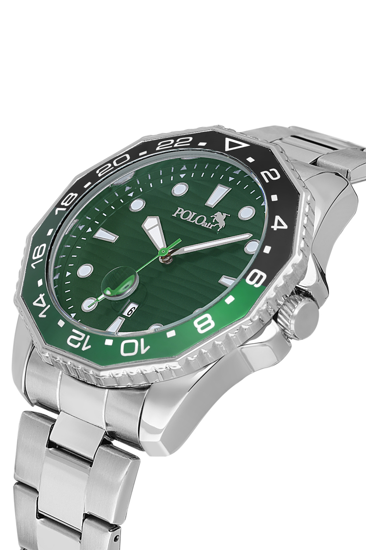 Mercek Takvimli Döner Kasa Gümüş Yeşil Siyah Erkek Kol Saati Pl-7047E3X Yeşil Pl-7047E3X