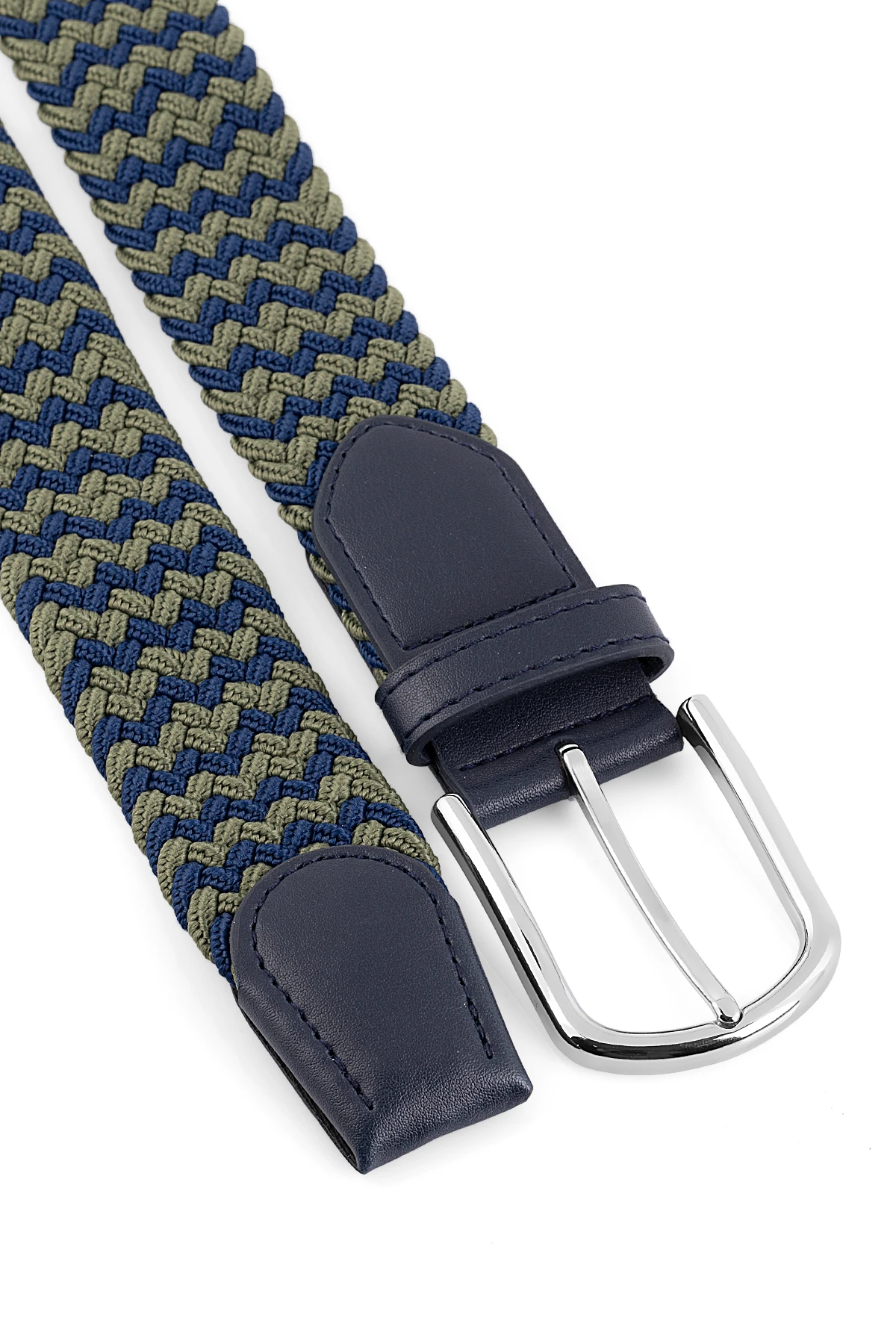 Mıknatıslı Otomatik Mekanizmalı Cüzdan Örgü Esnek Kemer Erkek Kombin Set Yeşil Lacivert Renk M-07-Y Yeşil M-07-Y