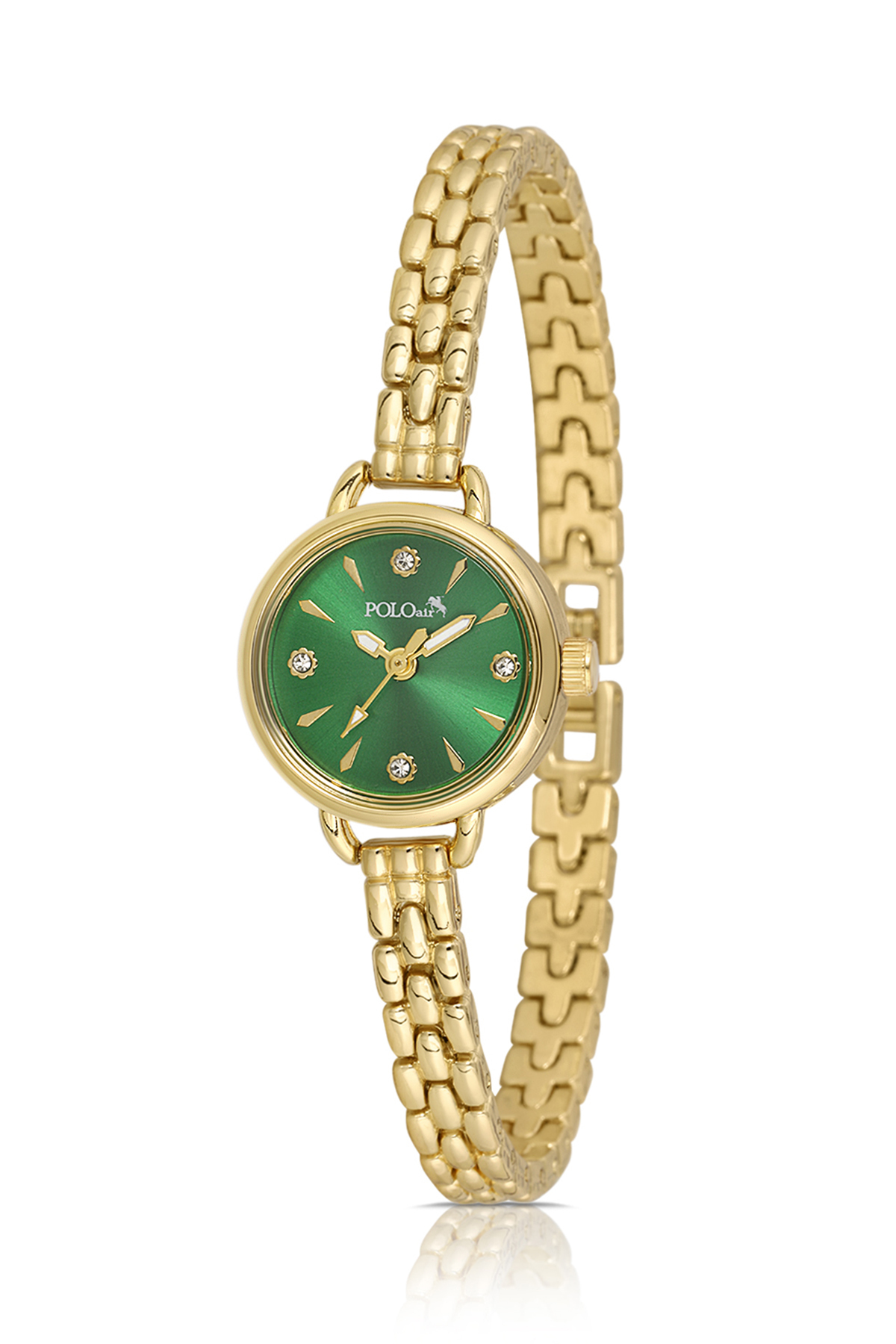 Minimal Kadın Kol Saati Xoxo Bileklik Kombin Gold Yeşil Renk Pl-1581B1 Altın Pl-1581B1