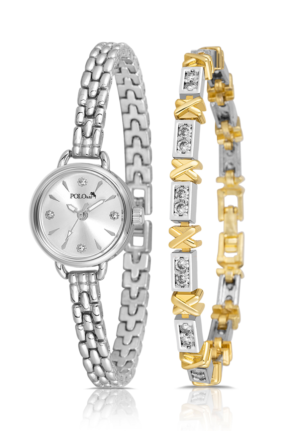 Minimal Kadın Kol Saati Xoxo Bileklik Kombin Gümüş Renk Pl-1581B2 Gümüş Pl-1581B2