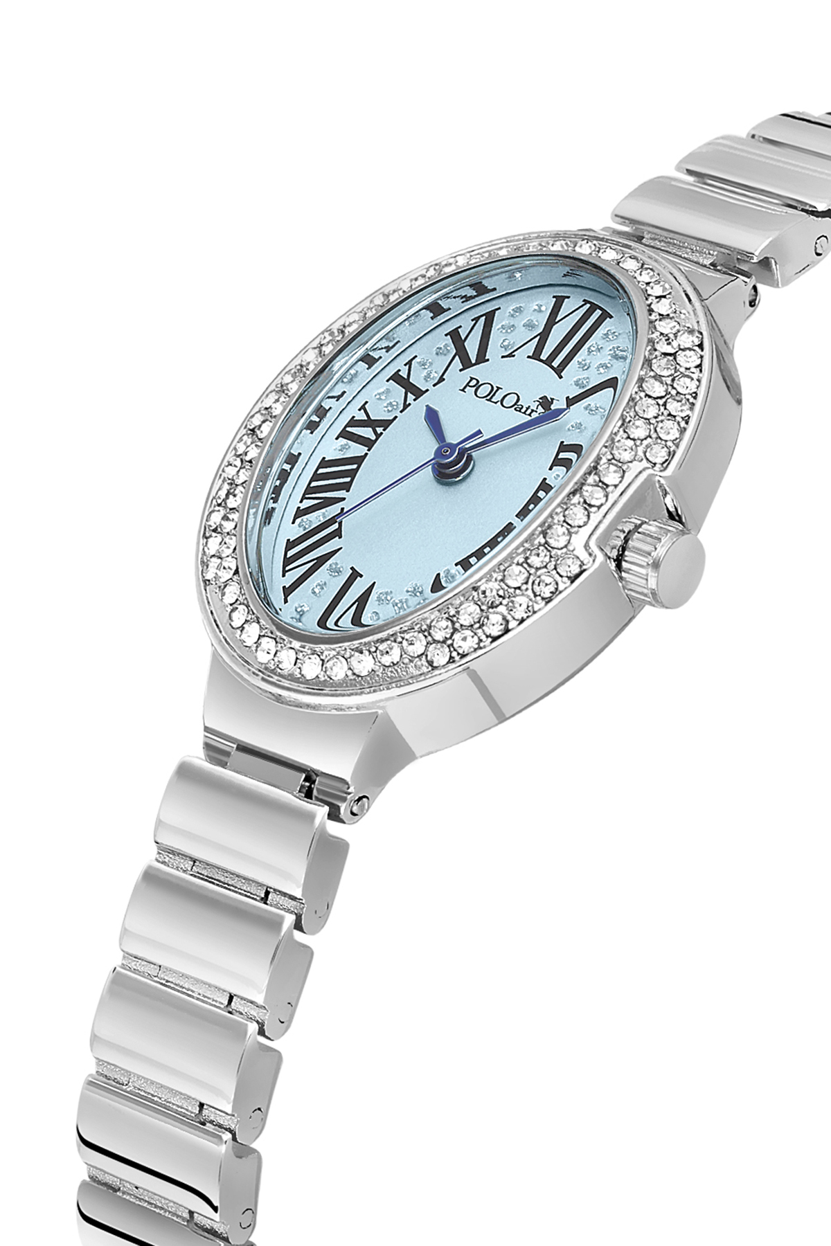 Oval Kasa Kadın Kol Saati Oval Bileklik Kombin Gümüş Mavi Renk Pl-1568B5 Mavi Pl-1568B5