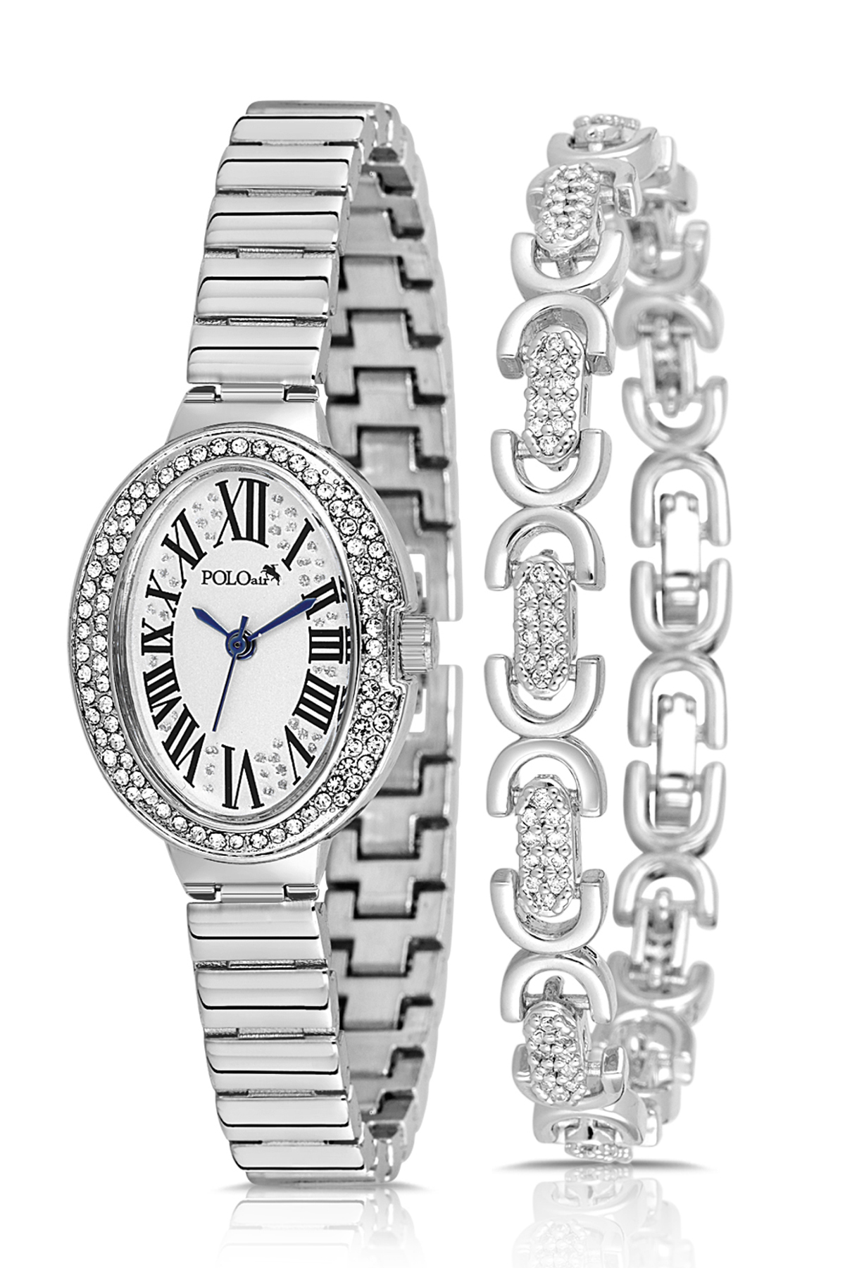 Oval Kasa Kadın Kol Saati Oval Bileklik Kombin Gümüş Renk Pl-1568B2 Gümüş Pl-1568B2