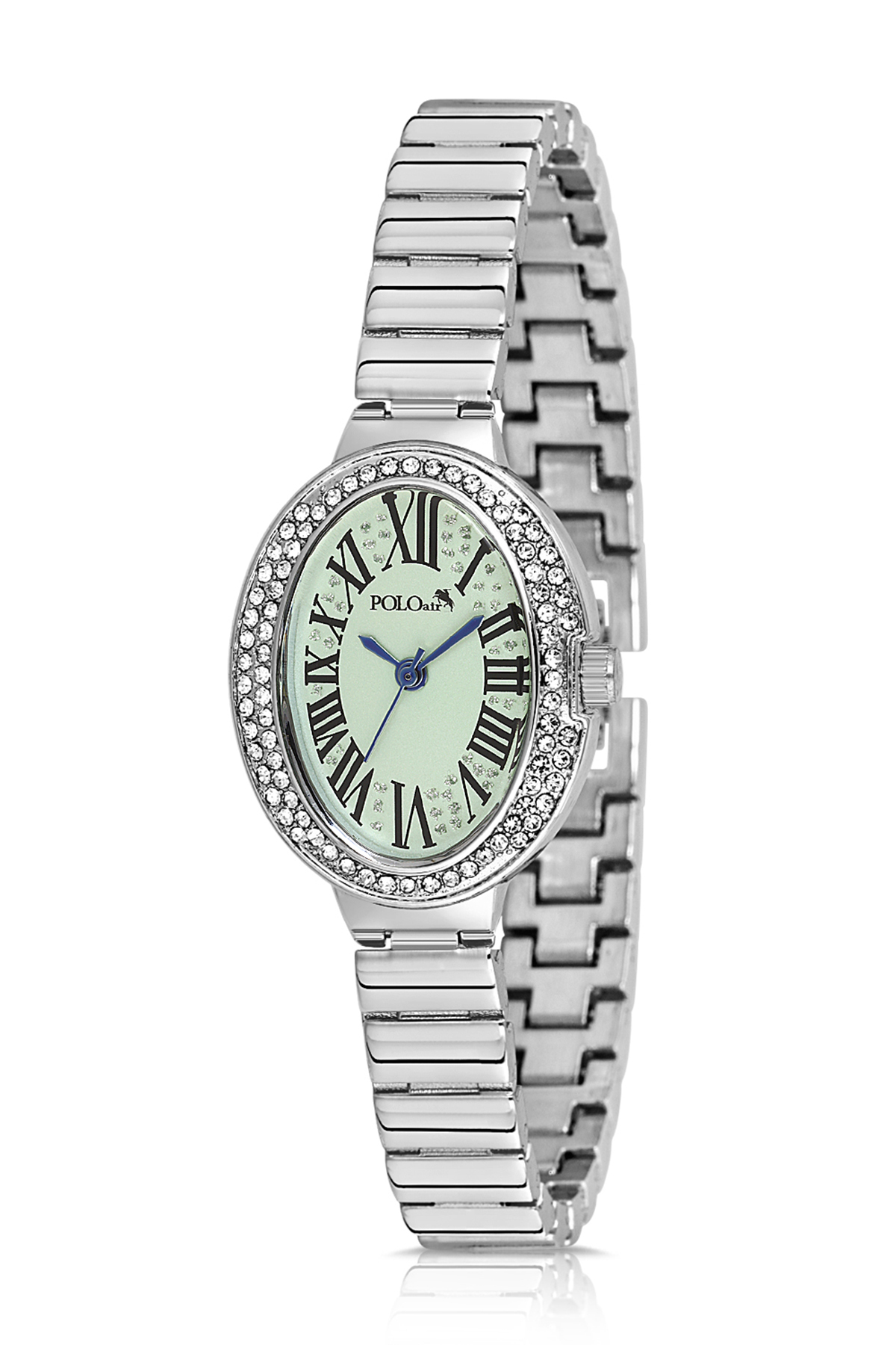 Oval Kasa Kadın Kol Saati Oval Bileklik Kombin Gümüş Yeşil Renk Pl-1568B4 Yeşil Pl-1568B4