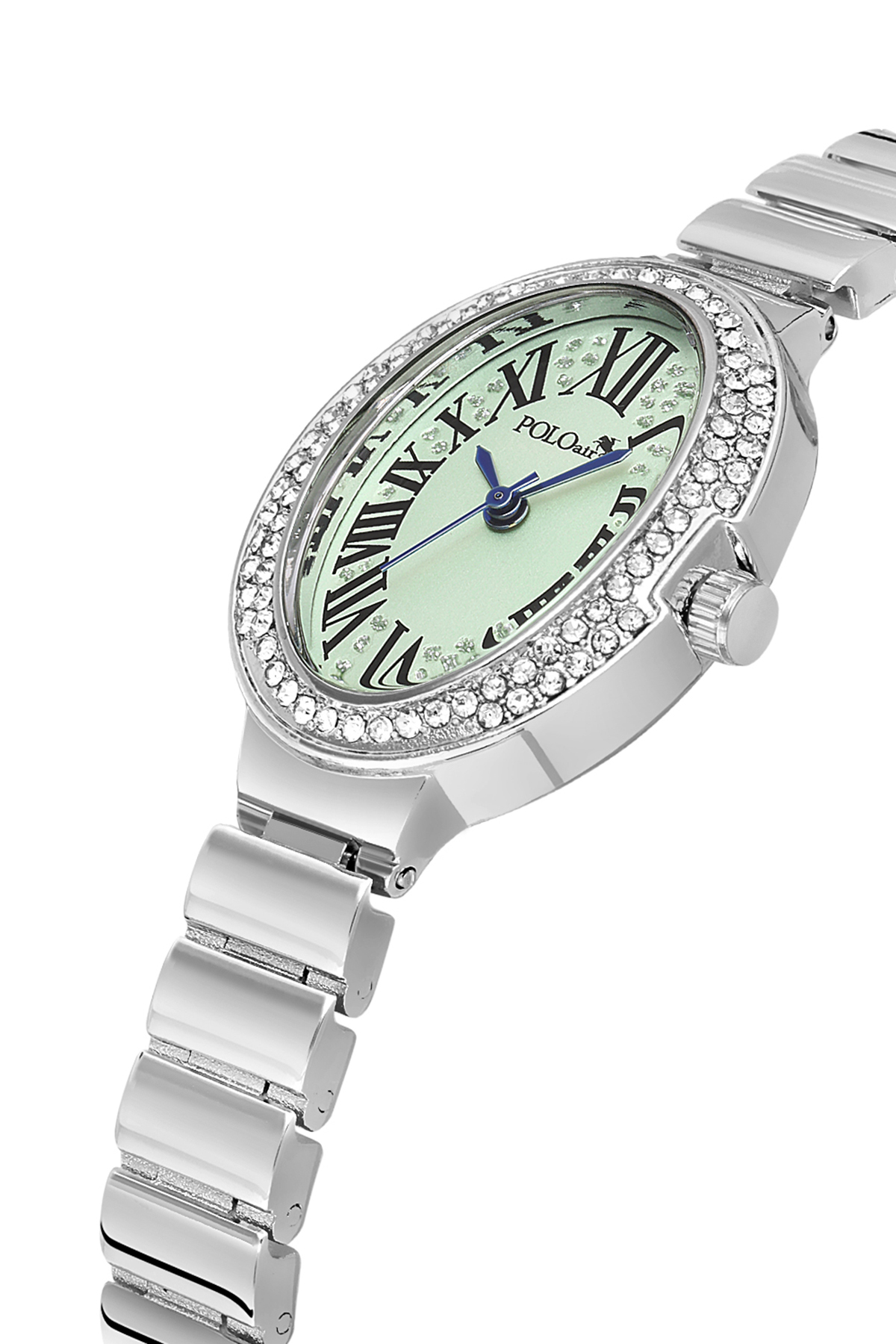 Oval Kasa Kadın Kol Saati Oval Bileklik Kombin Gümüş Yeşil Renk Pl-1568B4 Yeşil Pl-1568B4
