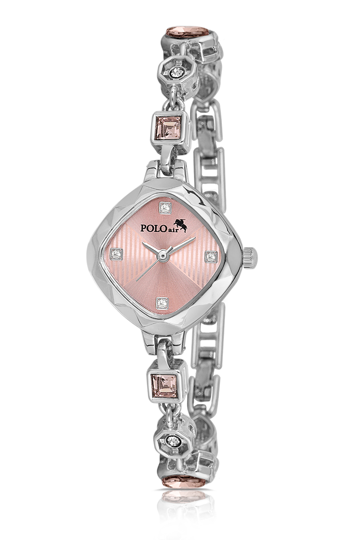 Renkli Taş Kadın Kol Saati Yıldız Bileklik Kombin Gümüş Pembe Renk Pl-1576B2 Pembe Pl-1576B2