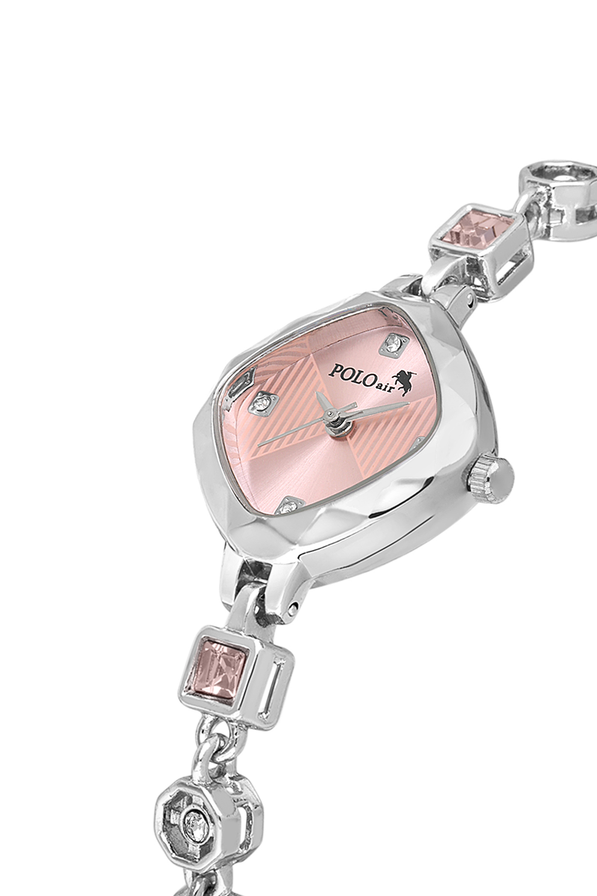 Renkli Taş Kadın Kol Saati Yıldız Bileklik Kombin Gümüş Pembe Renk Pl-1576B2 Pembe Pl-1576B2