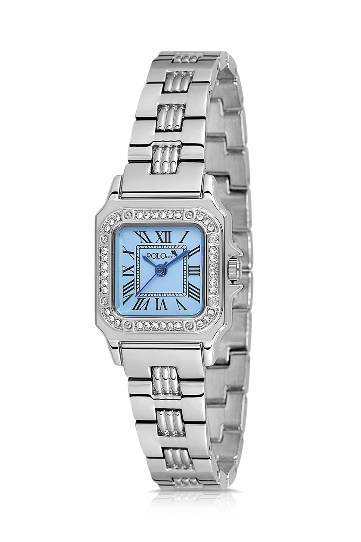 Romen Rakamlı Klasik Kadın Kol Saati Gümüş Mavi Renk Pl-1565B4X Mavi - Gümüş Pl-1565B4X