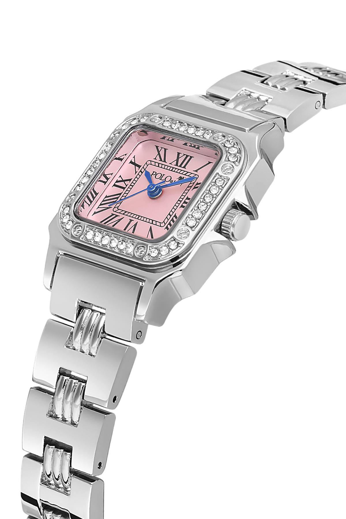 Romen Rakamlı Klasik Kadın Kol Saati Zirkon Taşlı Baget Bileklik Kombin Gümüş Pembe Renk Pl-1565B3 Pembe - Gümüş Pl-1565B3