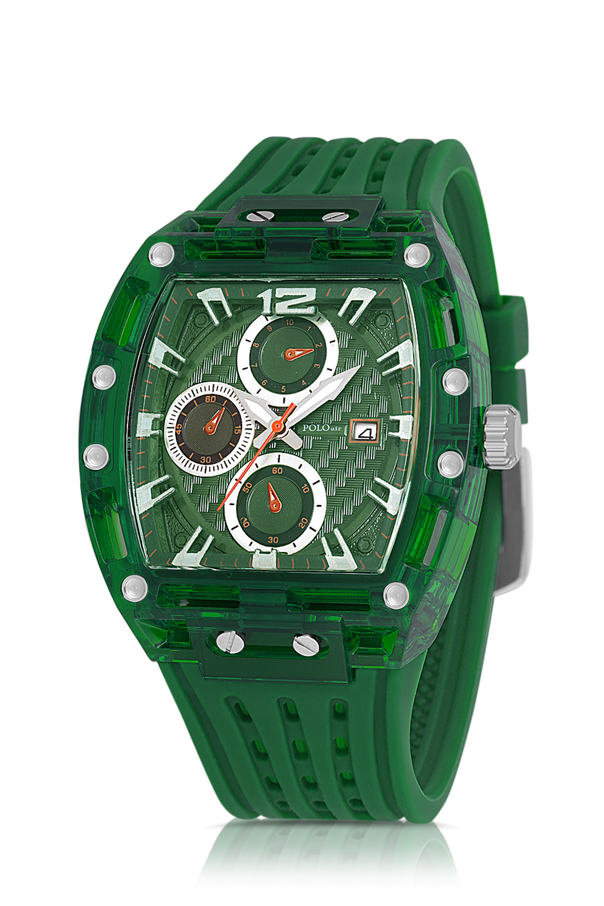 Takvimli Silikon Erkek Kol Saati Yeşil Renk Pl-7051E3X Yeşil Pl-7051E3X