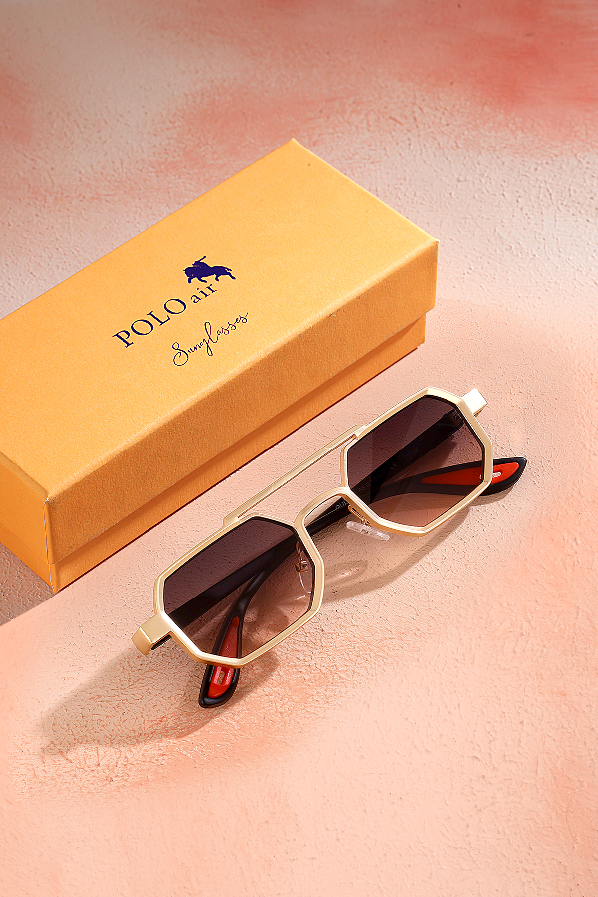 Uv400 Korumalı Metal Çerçeve Plastik Sap Unisex Güneş Gözlük Gold Siyah Kızıl Bakır Renk Plg-2102C6 Gold-Siyah-Bakır Kızıl Plg-2102C6