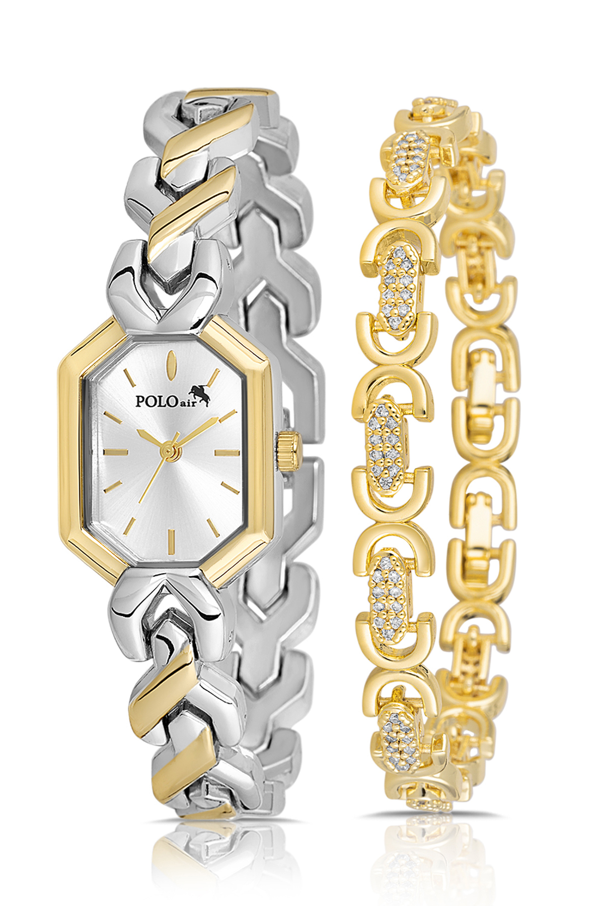 Vintage Kadın Kol Saati Oval Model Bileklik Kombin Gold Gümüş Renk Pl-1564B3 Gümüş Pl-1564B3