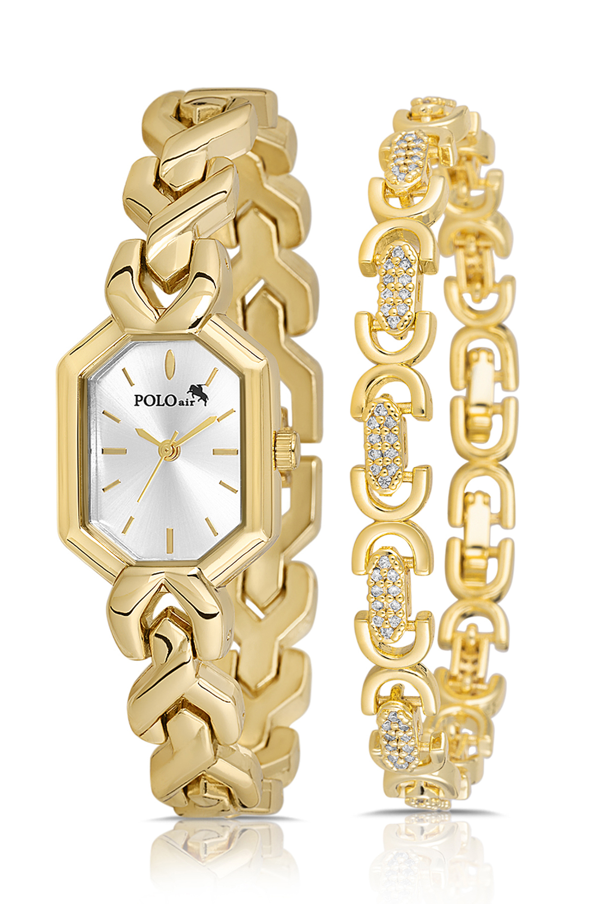 Vintage Kadın Kol Saati Oval Model Bileklik Kombin Gold Renk Pl-1564B1 Altın Pl-1564B1