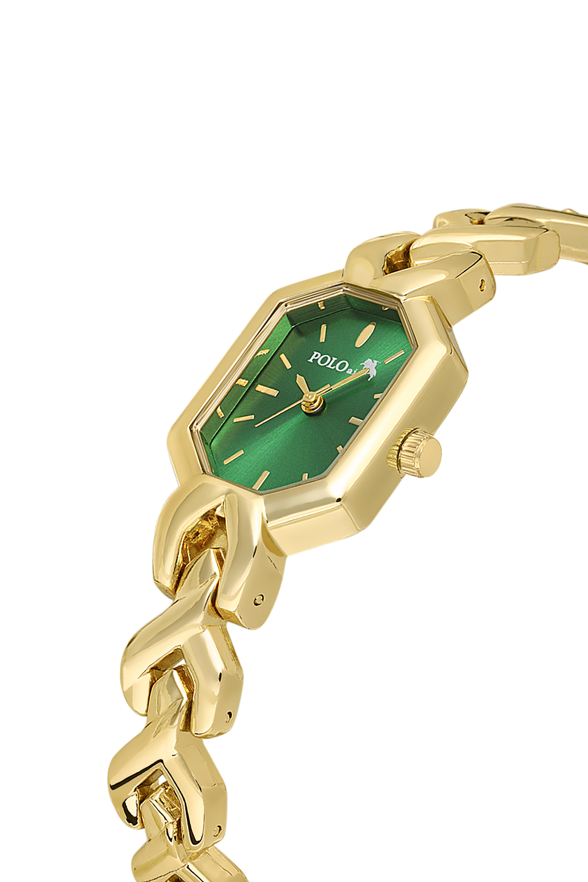 Vintage Kadın Kol Saati Oval Model Bileklik Kombin Gold Yeşil Renk Pl-1564B4 Yeşil - Altın Pl-1564B4