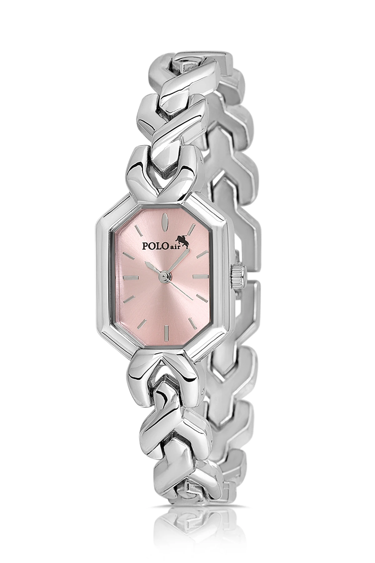 Vintage Kadın Kol Saati Oval Model Bileklik Kombin Gümüş Pembe Renk Pl-1564B5 Pembe - Gümüş Pl-1564B5