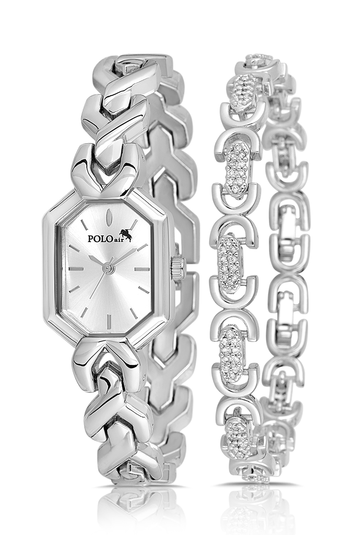 Vintage Kadın Kol Saati Oval Model Bileklik Kombin Gümüş Renk Pl-1564B2 Gümüş Pl-1564B2