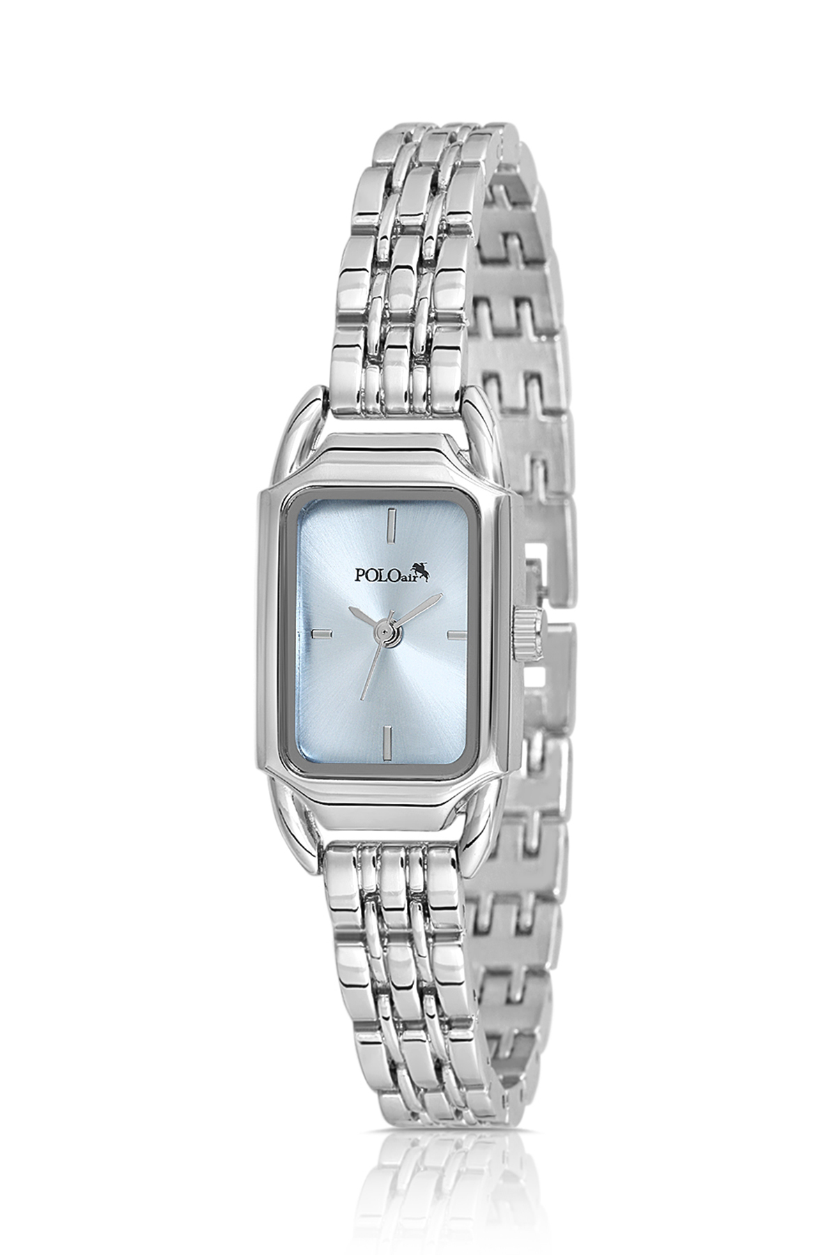 Vintage Kadın Kol Saati Zirkon Taşlı Baget Bileklik Kombin Gümüş Mavi Renk Pl-1563B4 Mavi Pl-1563B4