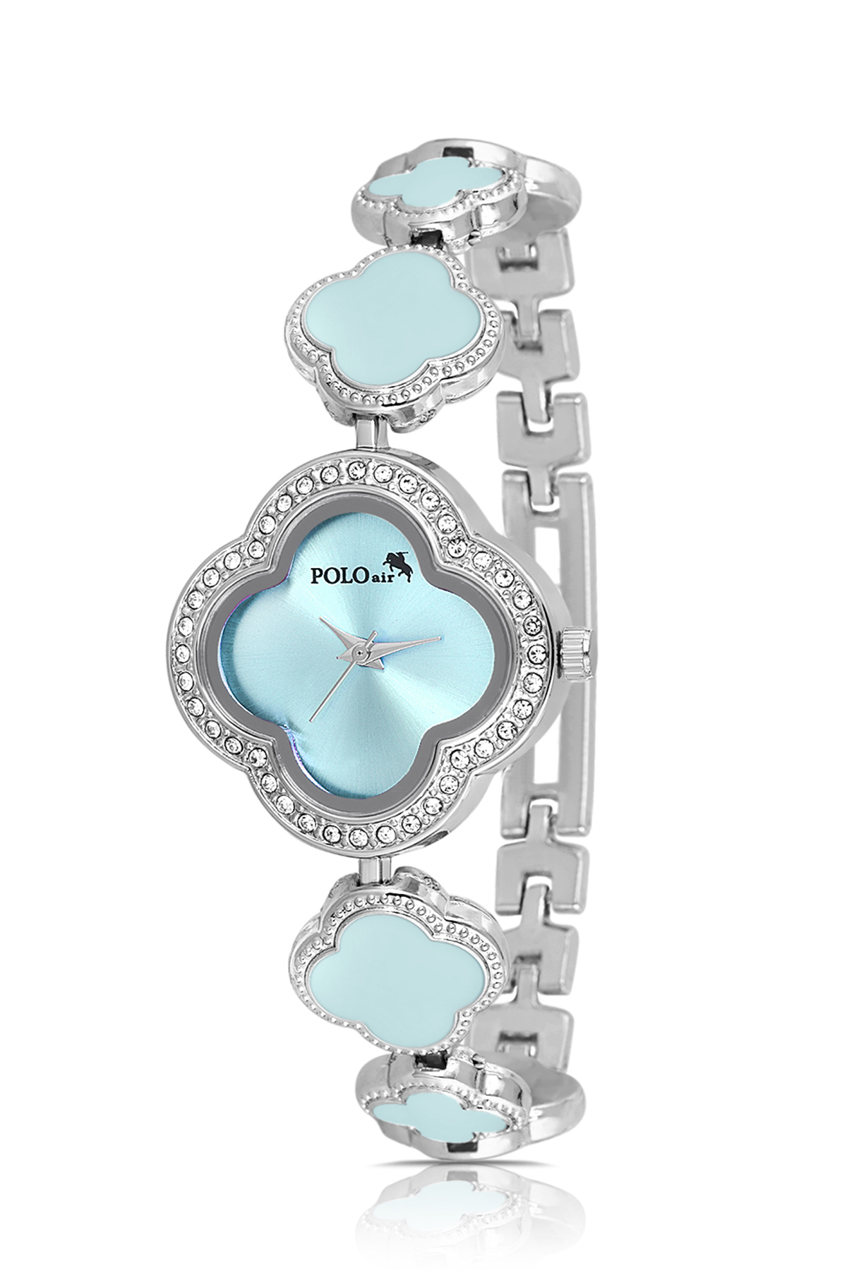 Yonca Desenli Kadın Kol Saati Gümüş Açık Mavi Renk Pl-1559B5X Çok Renkli Pl-1559B5X