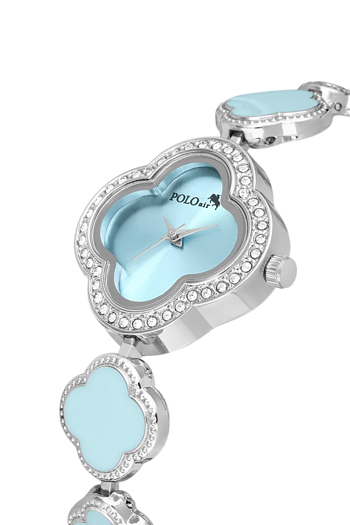 Yonca Desenli Kadın Kol Saati Gümüş Açık Mavi Renk Pl-1559B5X Çok Renkli Pl-1559B5X