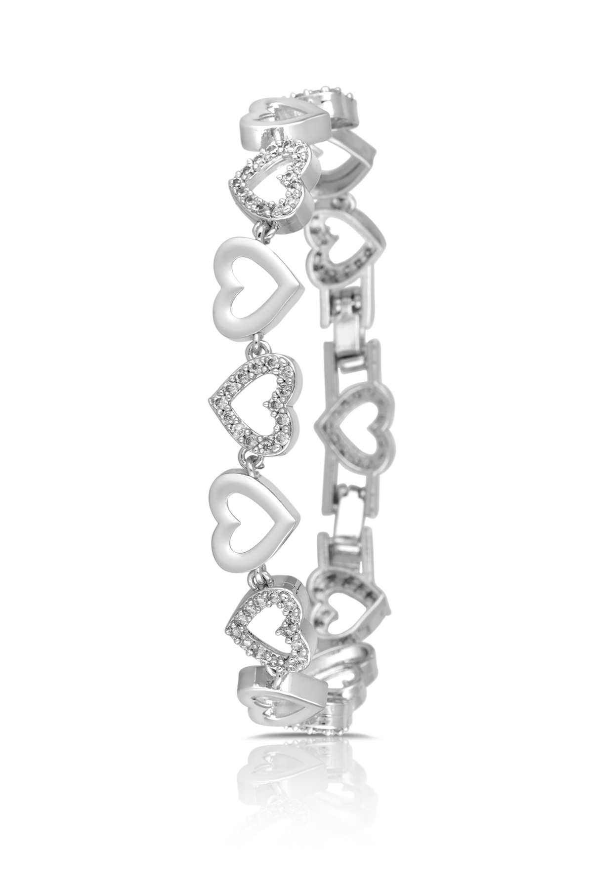 Yonca Desenli Kadın Kol Saati Kalp Bileklik Kombin Gümüş Renk Pl-1559B2 Gümüş Pl-1559B2