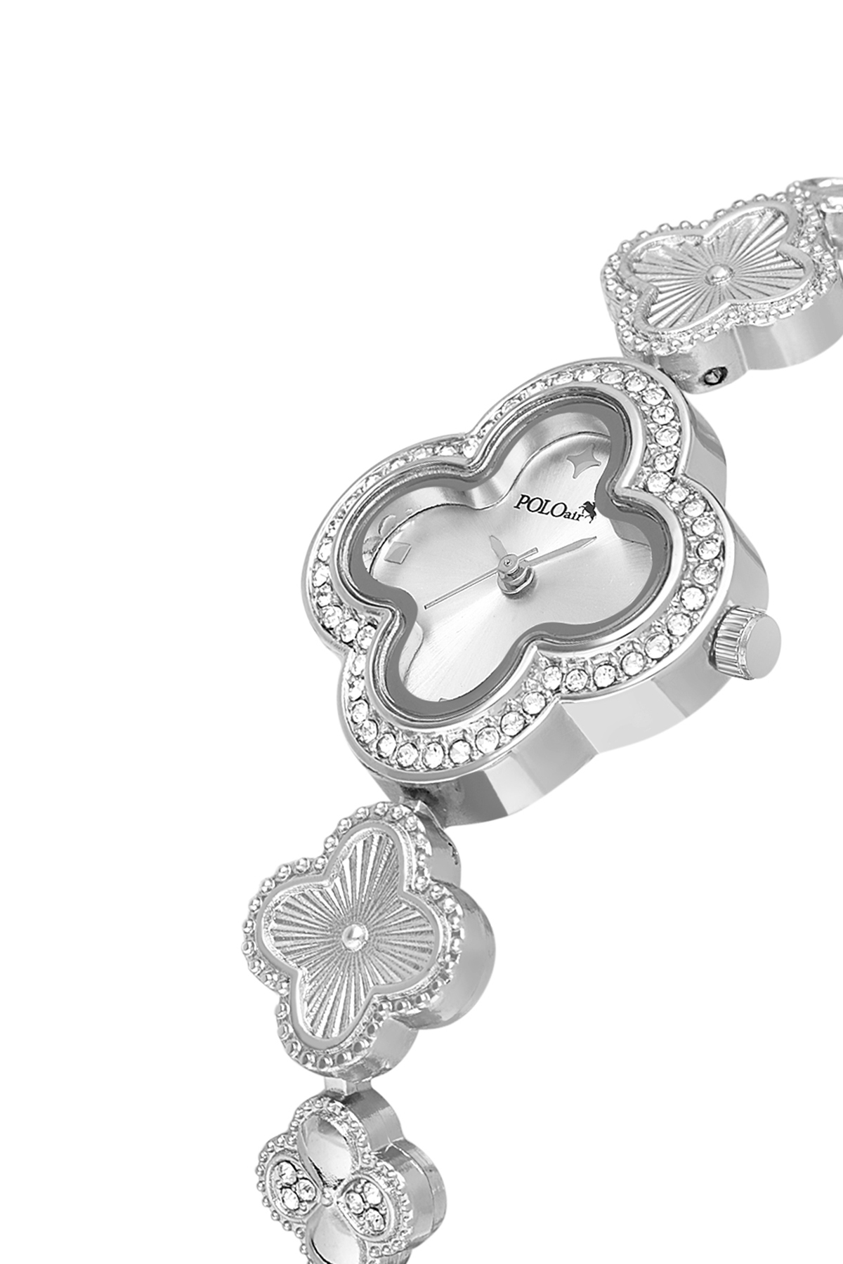 Yonca Desenli Kadın Kol Saati Yıldız Bileklik Kombin Gümüş Renk Pl-1560B2 Gümüş Pl-1560B2