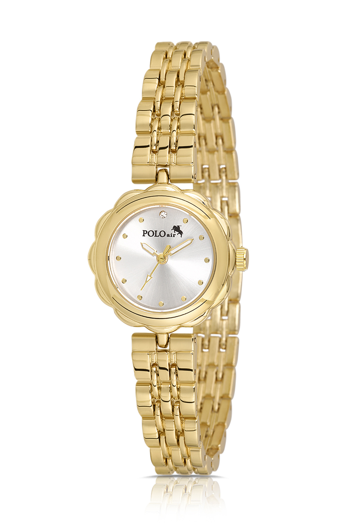 Zarif Çiçek Kasa Kadın Kol Saati 5 Taş Bileklik Kombin Gold Renk Pl-1561B1 Altın Pl-1561B1