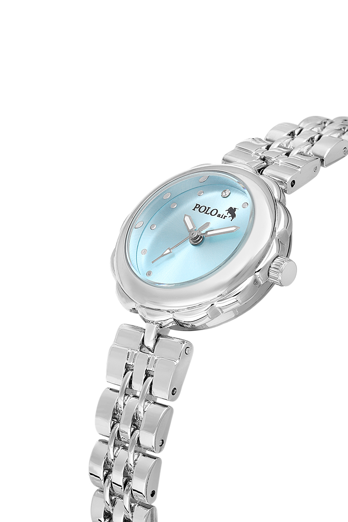 Zarif Çiçek Kasa Kadın Kol Saati 5 Taş Bileklik Kombin Gümüş Mavi Renk Pl-1561B4 Mavi - Gümüş Pl-1561B4