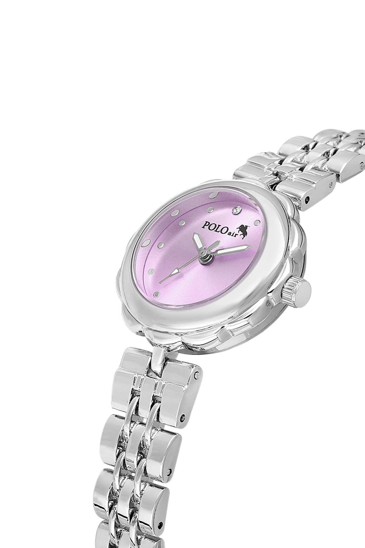 Zarif Çiçek Kasa Kadın Kol Saati 5 Taş Bileklik Kombin Gümüş Mor Renk Pl-1561B5 Mor Pl-1561B5