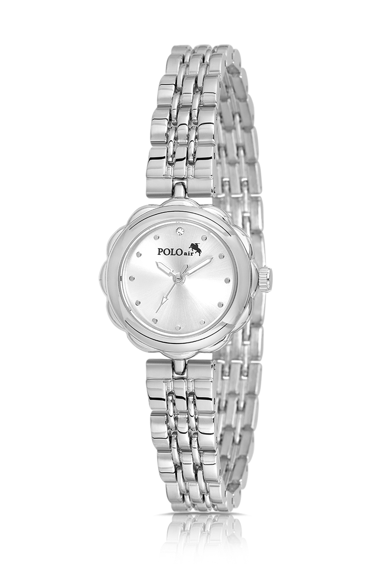 Zarif Çiçek Kasa Kadın Kol Saati 5 Taş Bileklik Kombin Gümüş Renk Pl-1561B2 Gümüş Pl-1561B2