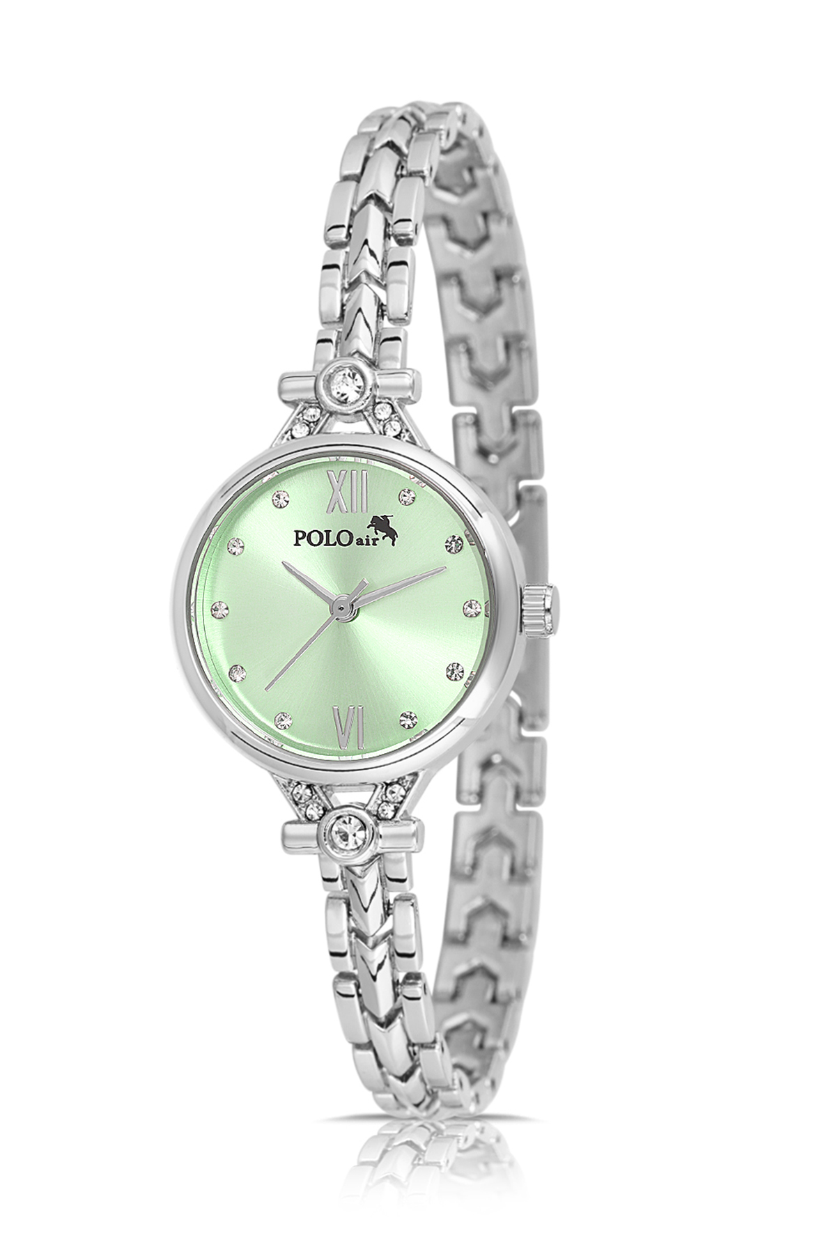 Zarif Kadın Kol Saati Yıldız Bileklik Kombin Gümüş Yeşil Renk Pl-1557B4 Yeşil Pl-1557B4